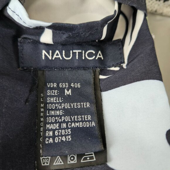 Nautica Mens Size M Floral Tropical Swim Trunks Navy & Green Mesh Lining Beach - Picture 8 of 11